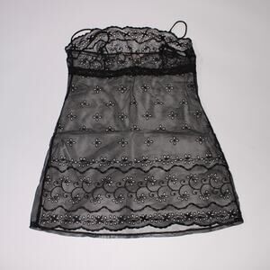 Victoria's Secret Black Sheer Floral Embroidery Cami Size M